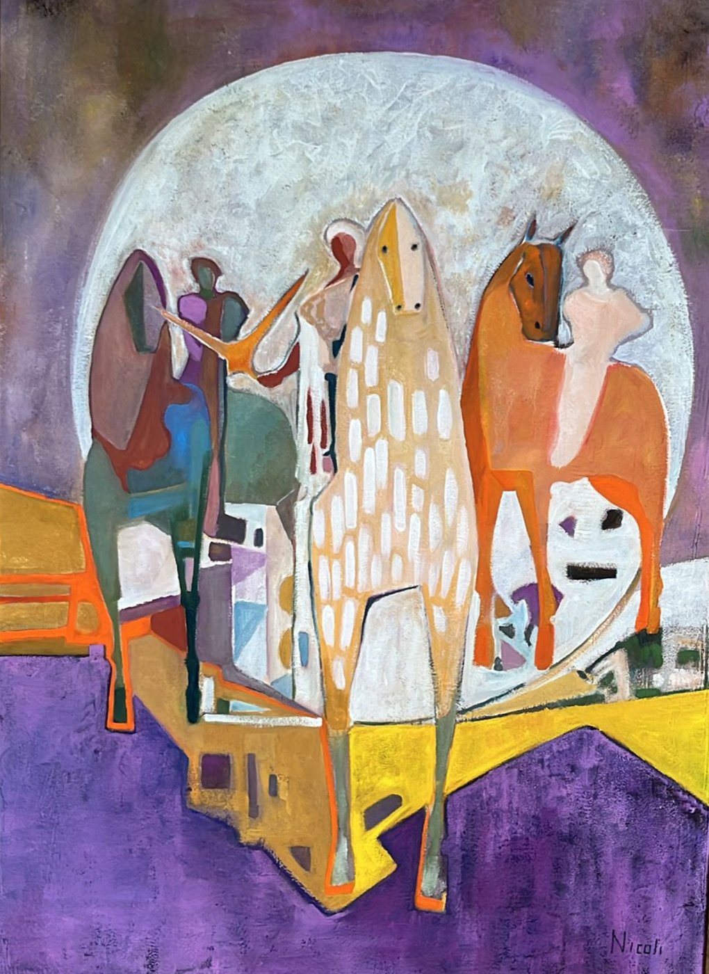 Claudio Nicoli   Cavalieri di Maremma   Mischtechnik — 70 × 100 cm