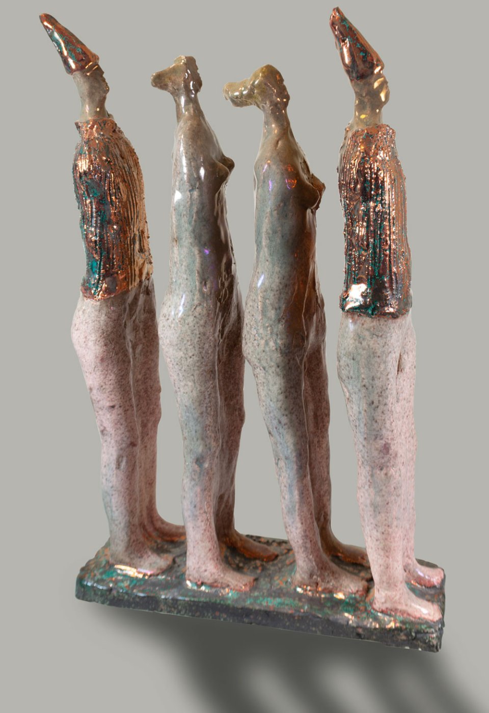 FILA DI 4 GUERRERI — Keramik   7,5x9,5x43cm